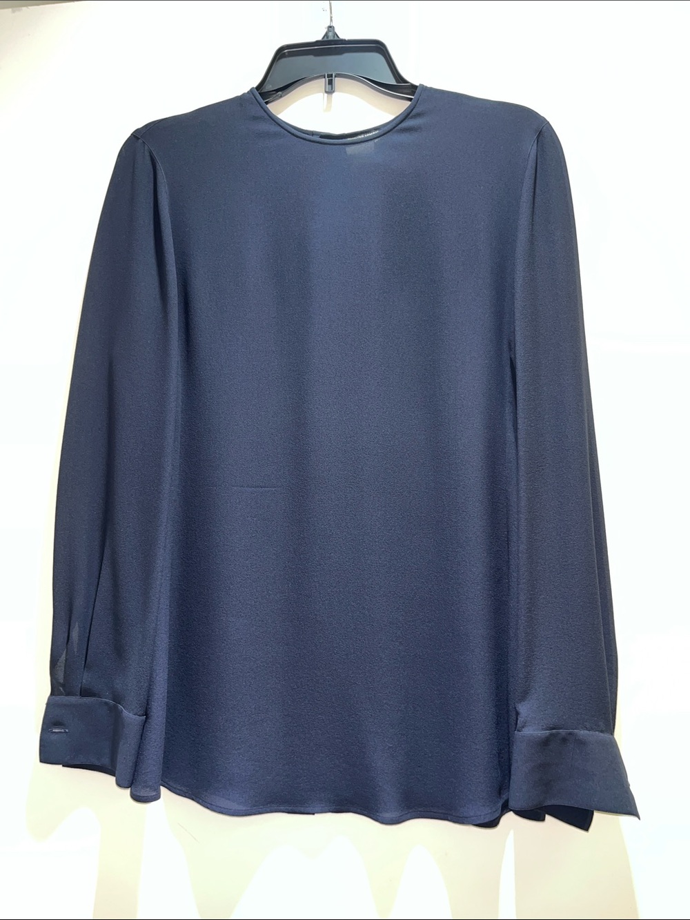 PRICED 2 SELL Giorgio Armani Navy Round-Neck Silk Top Size 38 Made In Italy